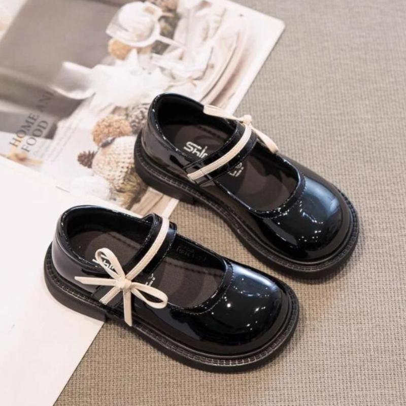 

2024 Школьная обувь для девочек, модные детские туфли принцессы с бантом в стиле пэчворк, детские туфли Мэри Джейн с оборками из кожи для малышей 35