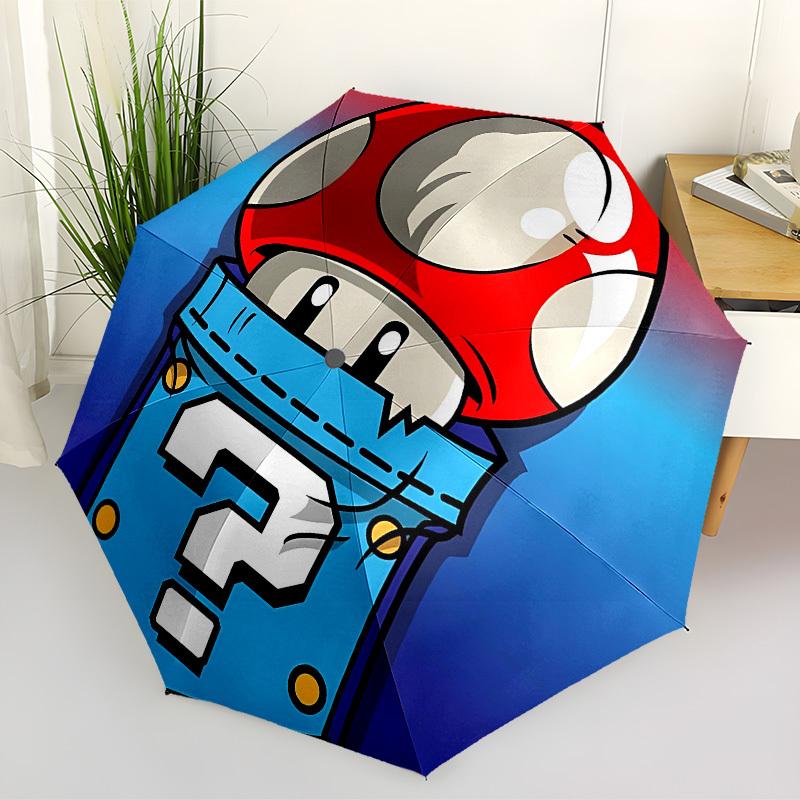 

1pc Mario Mushroom Icon Automatic Folding Umbrella - Compact 8-Rib Design, Durable Plastic & Iron, Lightweight for Outdoor Daily Use, a0929200