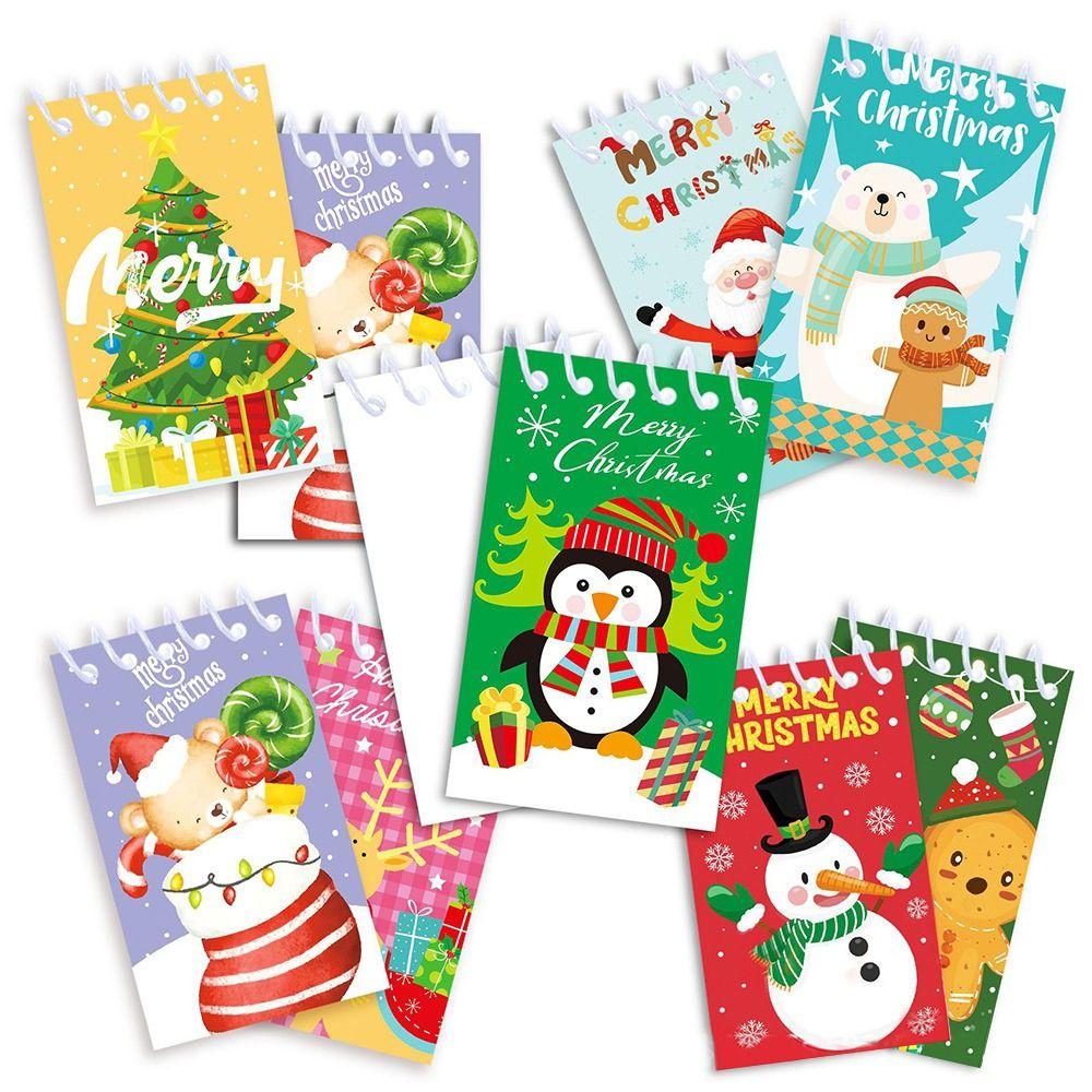 

8PCS/Set Paper Christmas Notebook Vertical Flip Loose leaf Notebook Xmas Notepads Christmas 8PCS/Set