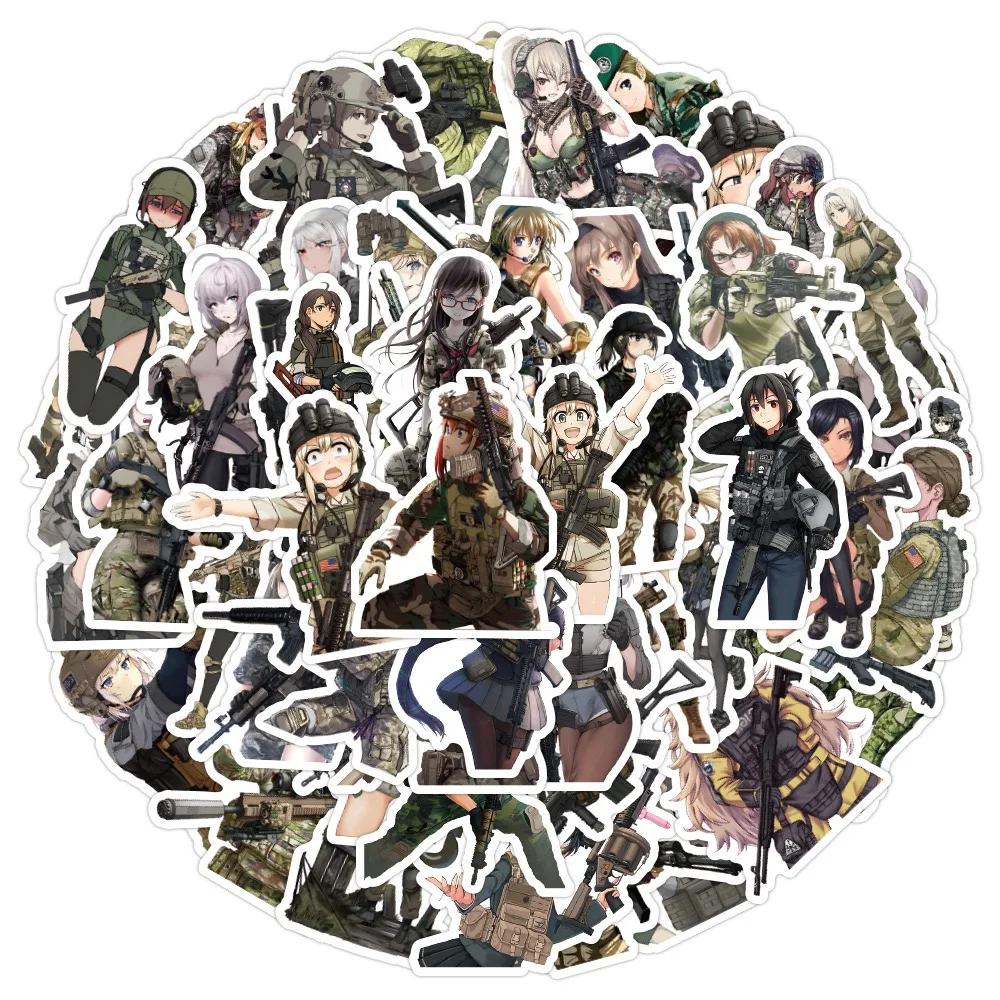 50/100PCS Cute Camouflage Female Soldier Stickers Cool Girls Decals Graffiti DIY Water Bottle Motorcycle Laptop Sticker Kid Toys