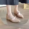 Fashion Inside Heightened Rhinestone Single Shoes 2025 New Pointed Toe Flat Versatile Mary Jane Women's Shoes