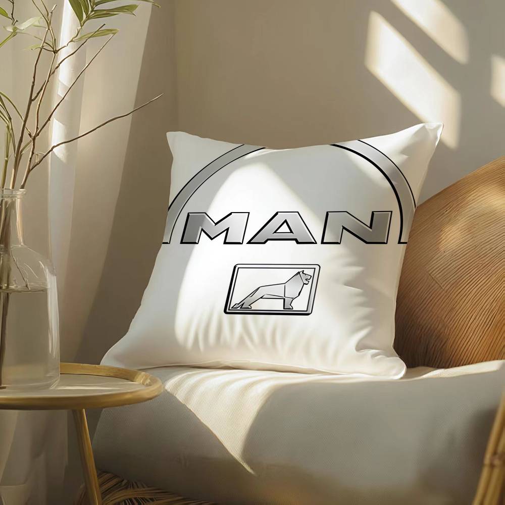 

Cool MAN-M Truck & Bus AG Pillow Case Silky elegant Comfort Sofa Bed Invisible zipper Beach pillowcase 12x12Inch