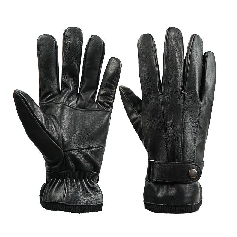 Unisex Patchwork Sheepskin Leather Gloves for Outdoor Cycling and Motorcycle Use