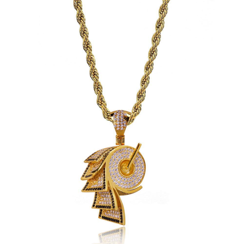 New European and American Paper Shaped Zircon Inlaid Necklace with Trendy Personality