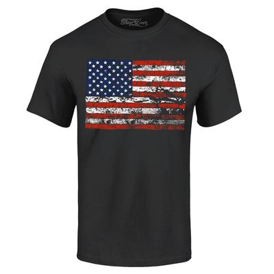 Used Look Amerikanische Flagge Horizontal T-Shirt Patriotische Shirts