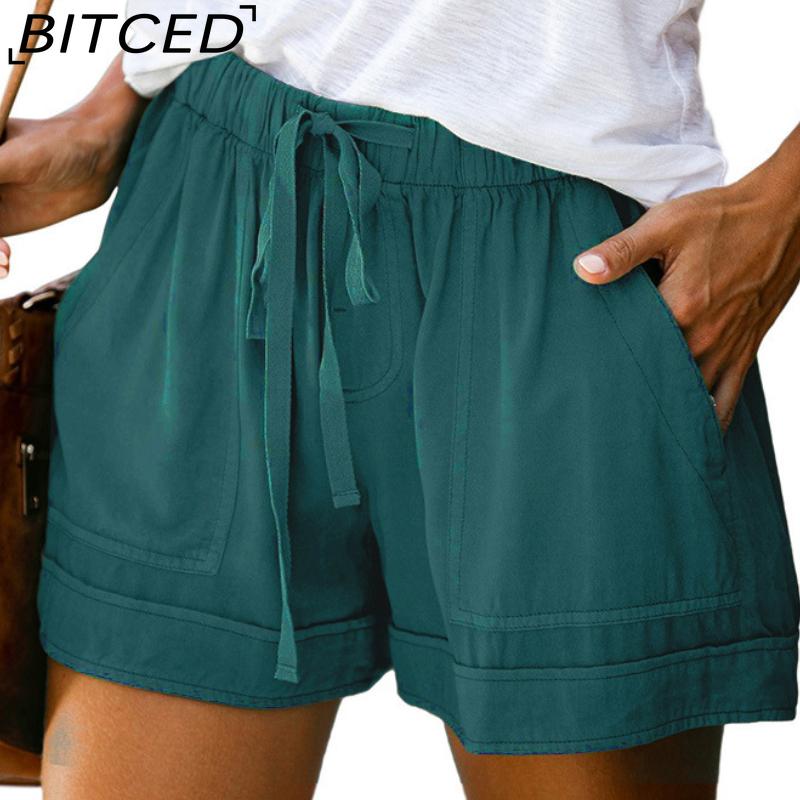 BITCED Damen Lässige Lockere Elastische Taille Übergröße Shorts mit Taschen Hosen