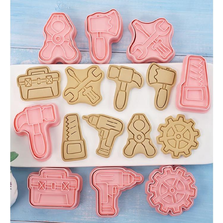 8 Pack PP Material Biscuit Cutters Push-type Household Cookie Cutters for Child