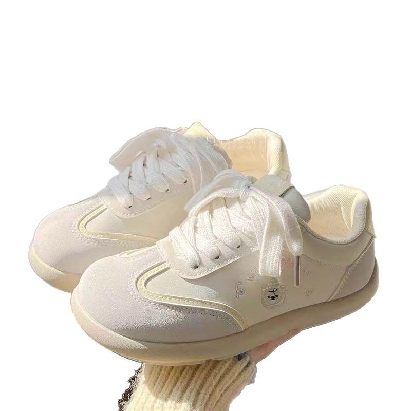 2025 spring new versatile chic board shoes shoes dopamine puffs girls platform white shoes German training shoes