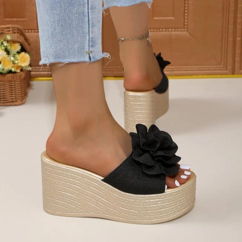 Women's Slippers New Summer Open Toe Shoes Slope Heel Thick Sole Shoes Casual Fashion Women