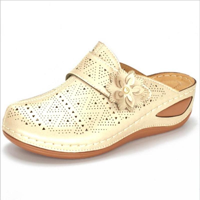 Women Baotou Slippers Casual All-match Hollow Slippers House Slippers Summer Flat Dressy Mules Sandals Comfortable Slides Women