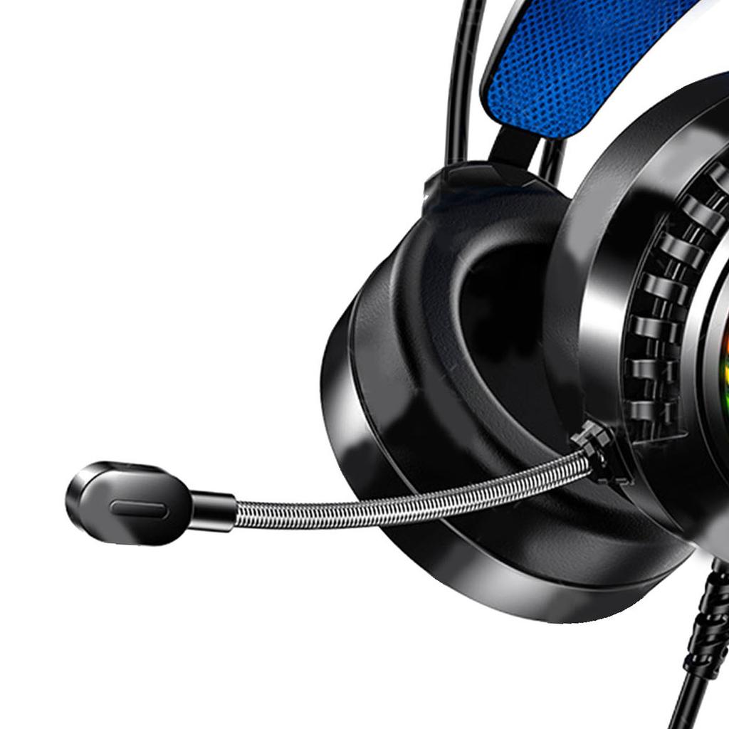 Wired Computer Headset 7.1 Sound Channel Adjustable Headband Soft Earmuffs Dual 3.5mm and USB RGB Computer Gaming