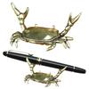 Brass Weightlifting Crab Pen Holder Simulation Crab Stationery Pencil Stand Home Office Desktop Fengshui Decoration Ornament