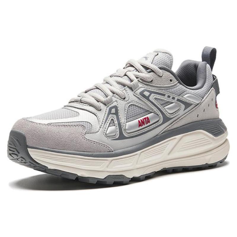 Anta Engine Shock Absorbers Slip Resistant Abrasion Resistant Low top Casual Shoes Men's Silver Sneakers 112348863-3