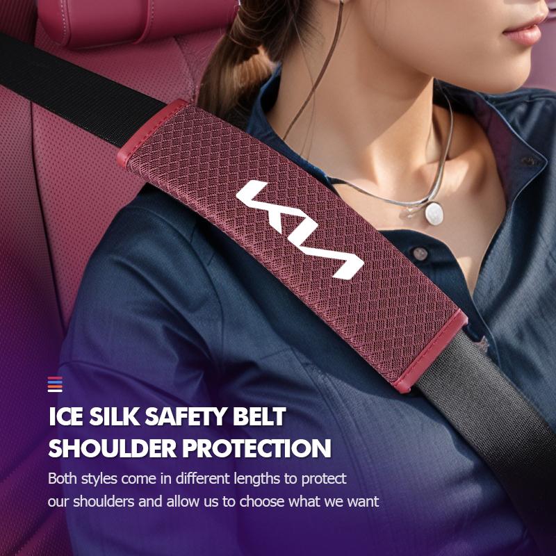 CAONU1 Car Adjustable Ice Silk Shoulder Cover Seat Belt Pad Strap Padding Accessories For KIA Ceed Sportage Rio K5 K2 Optima Cerato