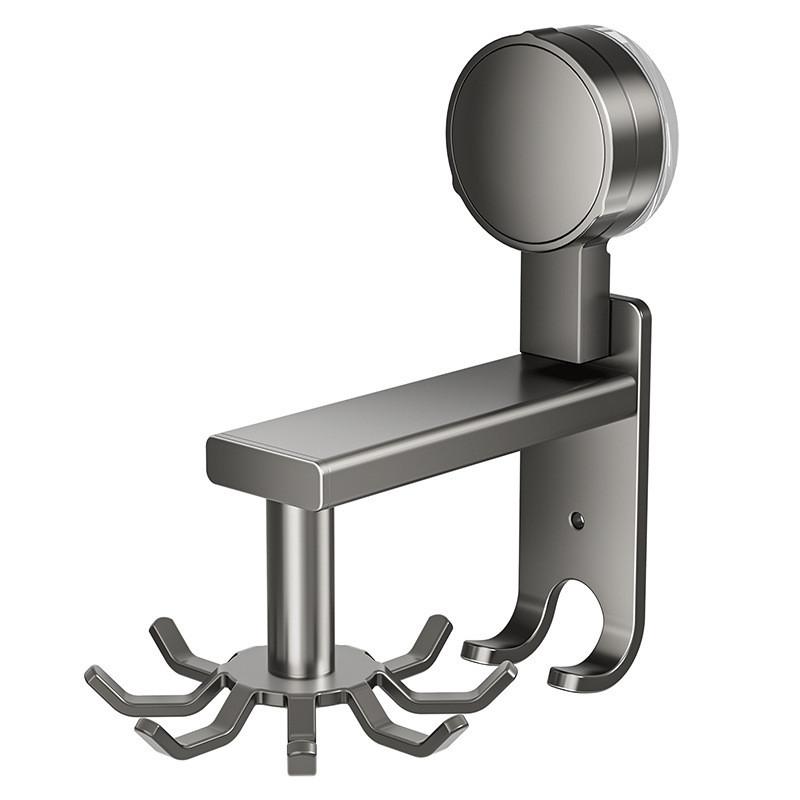 Supporto a Parete in Lega di Alluminio Porta Pentola e Cucchiaio con Ganci Rotanti per Organizzazione Cucina