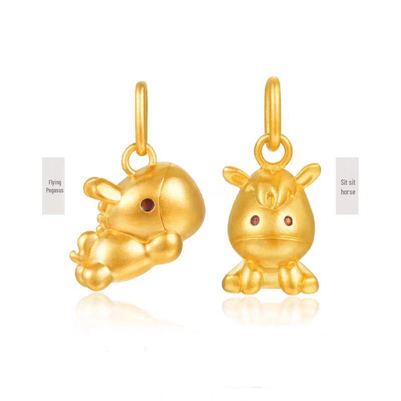 Vietnam Sand Gold Little Pony Zodiac Pendant Necklace for Women - Flying Horse Jewelry