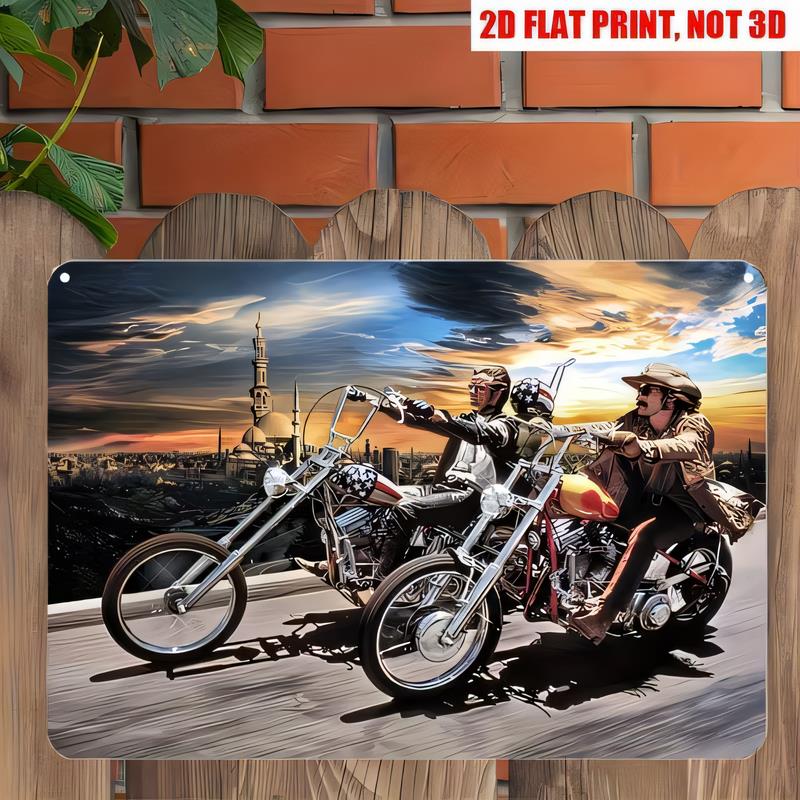 Tin Sign Vintage Motorcycle Rider at Sunset Metal Sign Retro Biker Wall Decor Print Not D Garage Man Cave Bar Pub Home Dcor
