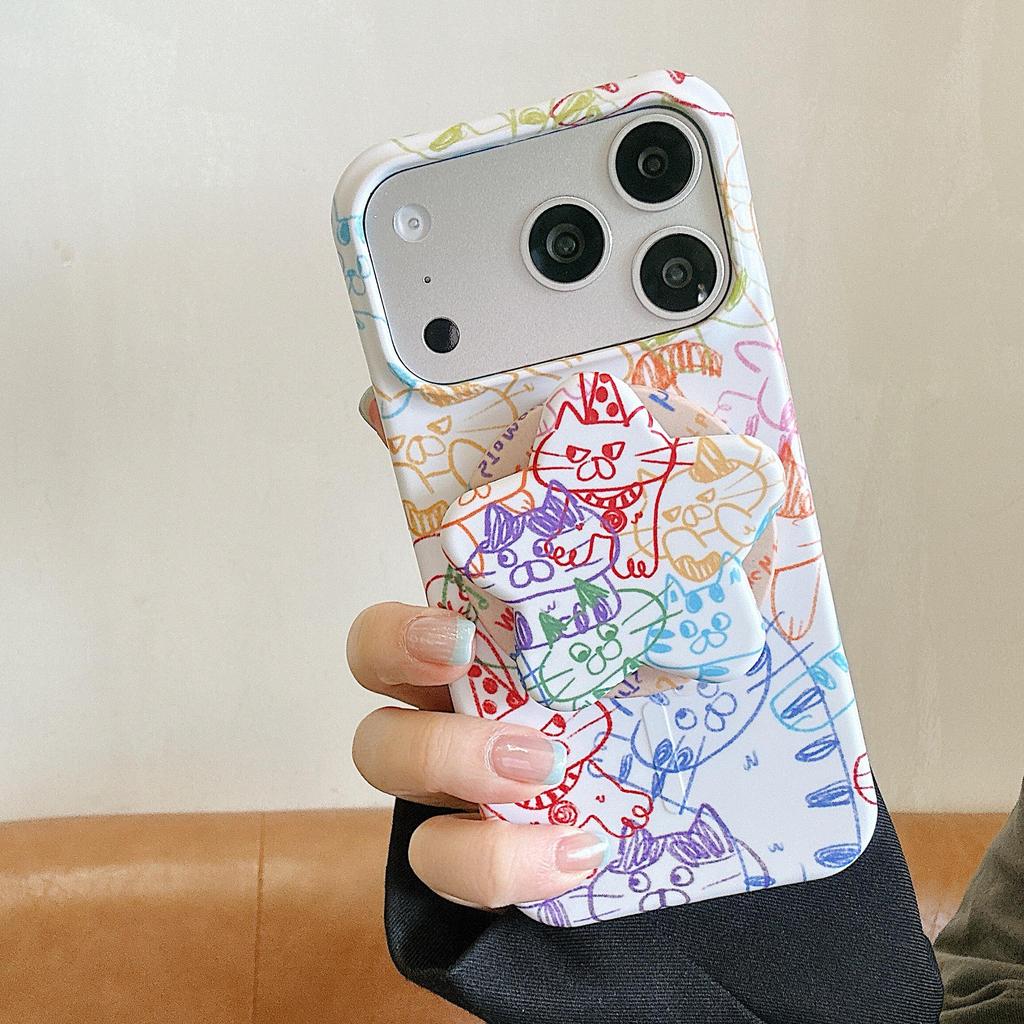 Colorful Graffiti Cat iPhone 15/16/17 Pro Max Case for Women