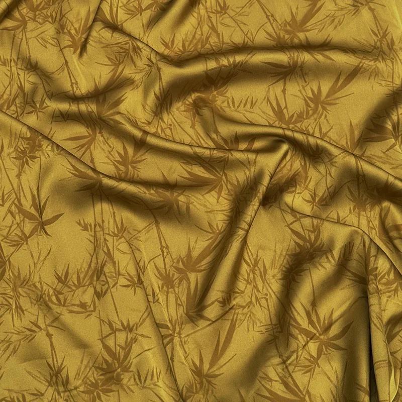 

2026 Imitated Acetic Acid Micro-elastic New Spring/autumn Bamboo Leaves Fabric Pro-skin Down Qipao Hanfu Horse Skirt Fabric 50x150cm