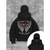 Men's and Women's Fashionable Wing Patterned Double Hat Double Neck Zipper Sports Shirt