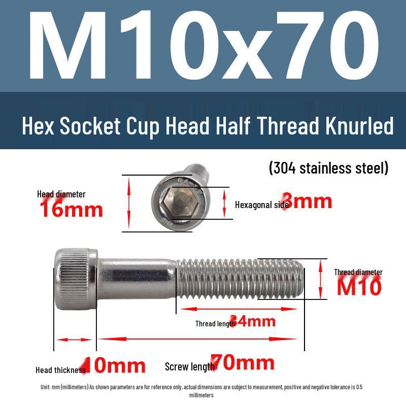 304 Stainless Steel Hex Socket Screws M4-M20, Cylindrical Head, Partial Thread Bolts