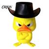Angry Duckling Figurine Duck Desk Figurine, 3D Printed Yellow Office Decoration with Cowboy Decorative Car Accessories Hat, Little Animal Ornament for