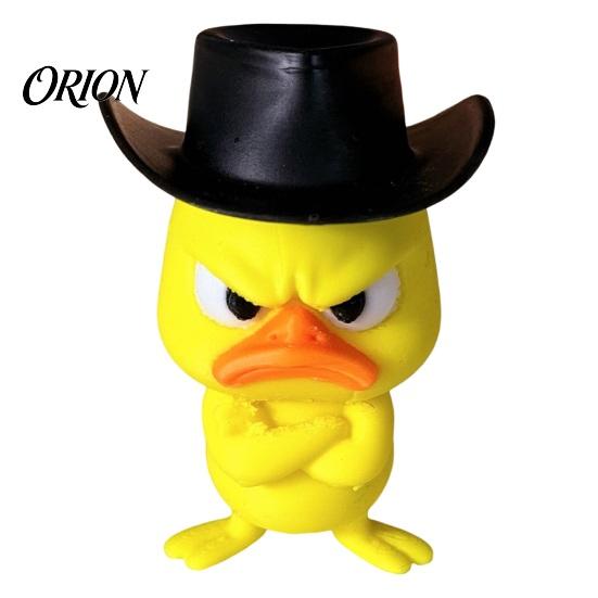 Angry Duckling Figurine Duck Desk Figurine, 3D Printed Yellow Office Decoration with Cowboy Decorative Car Accessories Hat, Little Animal Ornament for