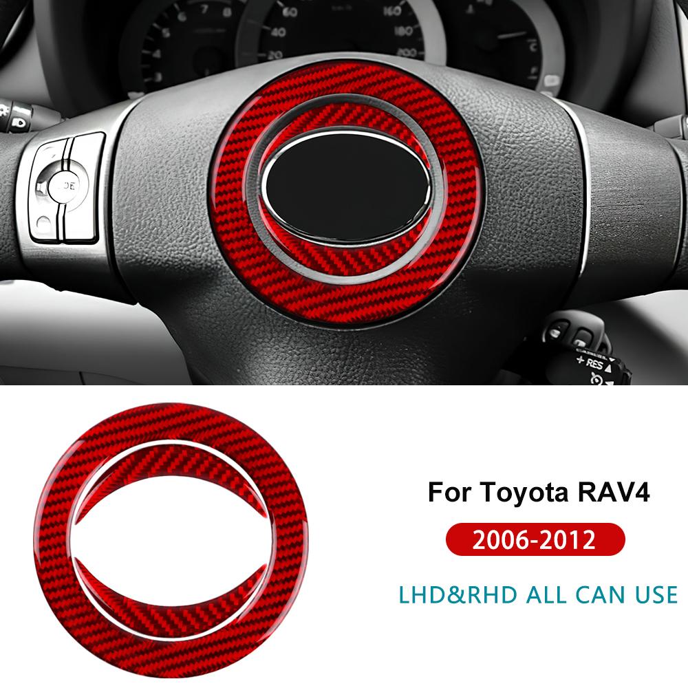 Real Soft Carbon Fiber Sticker For Toyota RAV4 2006 2007 2008 2009 2010 2011 2012 LHD RHD Car Steering Wheel Center Frame Trim