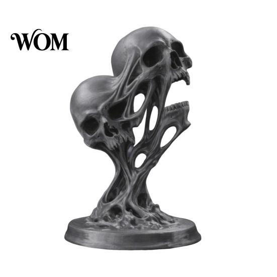 Fluid Skull Art Piece Integrated Molding Process Figure, 3D Printed Double Ornament, Abstract Statue Statue, Dark Style Decoration for Living