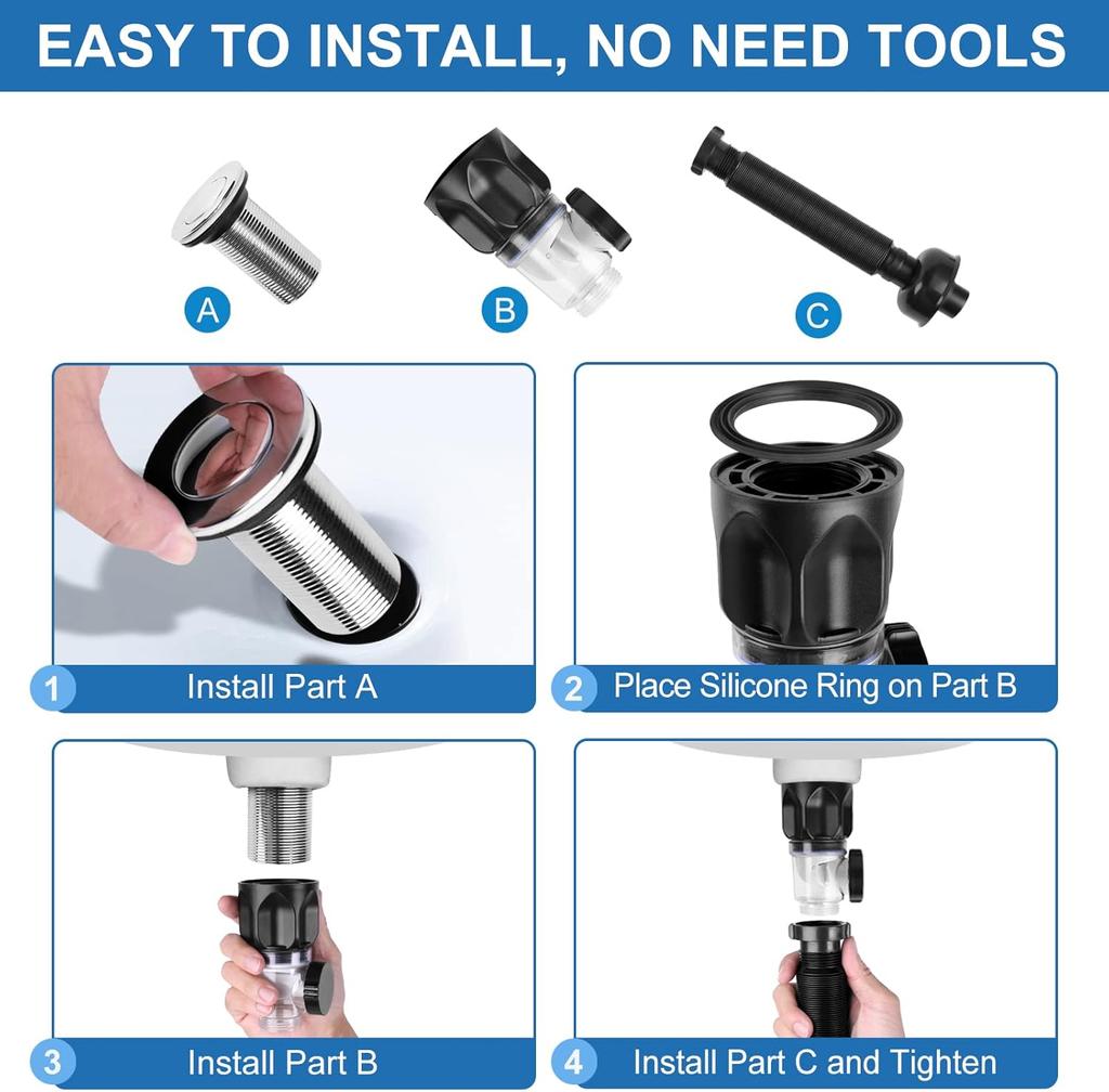 Sink drain kit with flexible expandable P trap drain pipe bathroom sink drain kit