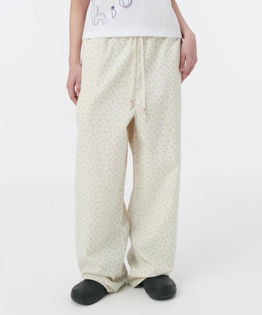 Ohesio Floral Wide Banding Pants, White