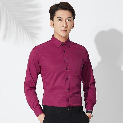 Chemise de travail pour hommes, extensible et douce, manches longues, solide, sociale, avec poche poitrine
