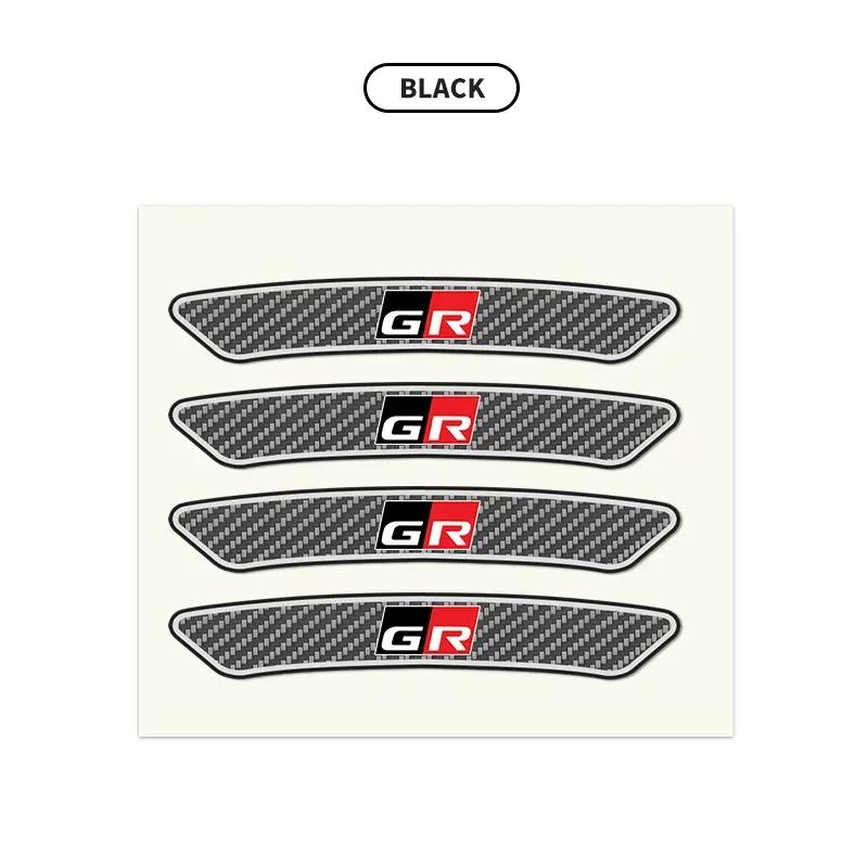 4PCS Car Wheel Hub Rim Sticker Carbon Fiber Decal for Toyota GR GAZOO RACING Badge Emblem Auto Interior Decoration Sticker