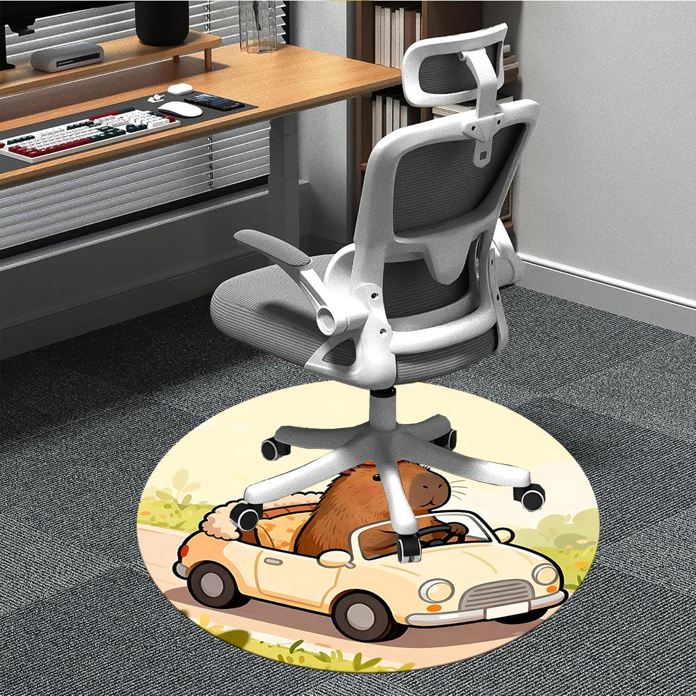 

1pc Capybara Print Chair Carpet for Office, Soft Flannel Throw Mat, Perfect for Office,Holiday Party Decoration Choice yy251113154 80cm by 80cm