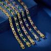 Ins Style Oval Zirkon X Form Multicolor Armbänder Hochzeit 14K Gold Überzogene Kupfer Bunte Zirkonia Armband