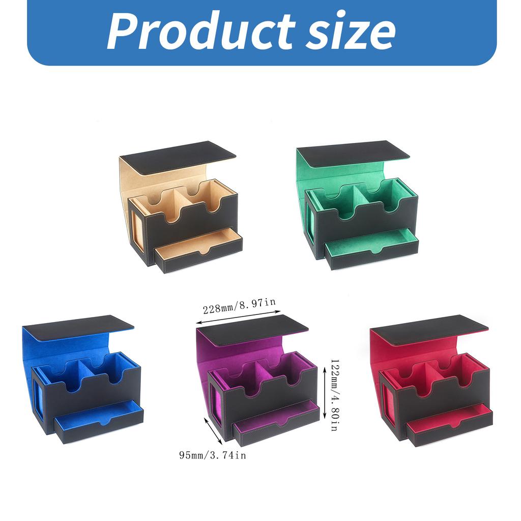 PU Leather Trading Card Deck Box Board Game Card Carrying Organizers Scratch Resistant Card Storage Case with Drawer