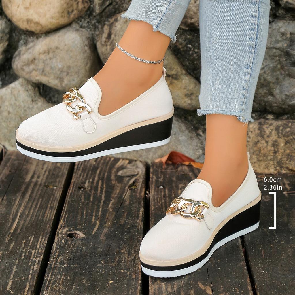 2025 slope heel single shoes women's new high heels foreign trade chain comfortable long work shoes lazy loafers wish