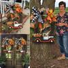 40CM Fall Pumpkin Cart Wreath Pendant Halloween Pumpkin Truck Garland for Front Door Windows Farmhouse Theme Festive Party Decor