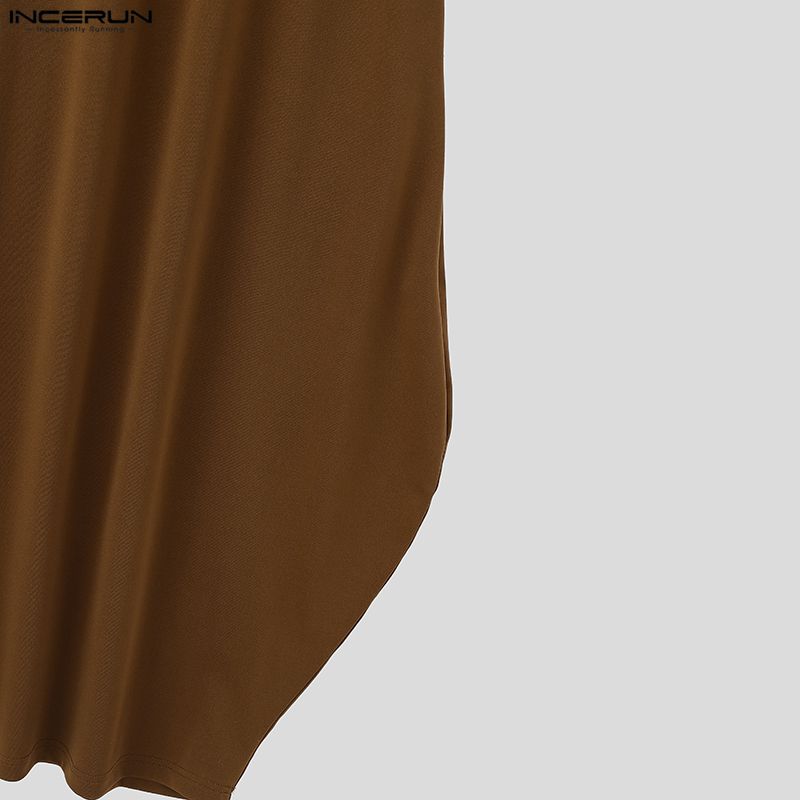 INCERUN Herren Damen Sommer Ärmellos Lässig Locker Lang Kleid Roben