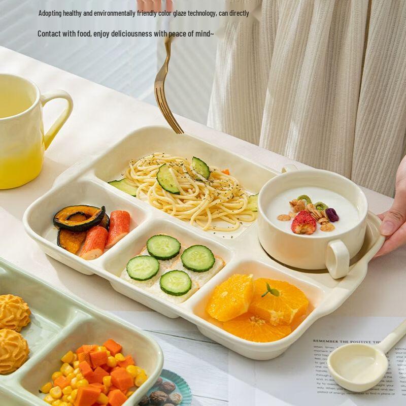 Multi-Compartment Ceramic Meal Plate