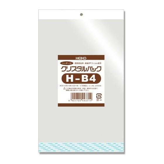 Shimojima Heiko Transparent OPP Bag Crystal Pack with Header B4 100 Pieces H-B4 Thickness 0.03 x Width 270 x Height 380 + Header 30 + Tape 40mm