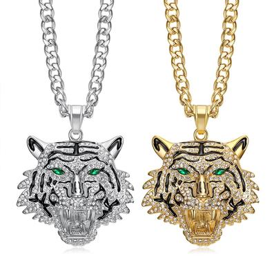 2026 Jewelry Fashion Trend Inlaid Zircon Men's Exquisite Jewelry Necklace Tiger Head Bottle Opener Pendant Necklace