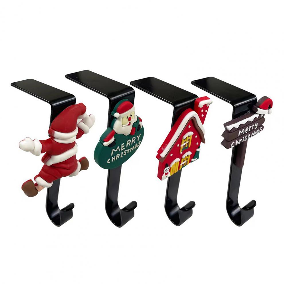 4 Pcs Christmas Stocking Hooks Metal L Shaped Stocking Hooks Mantel Hook for Xmas Wreaths Stockings Balls Navidad 2025