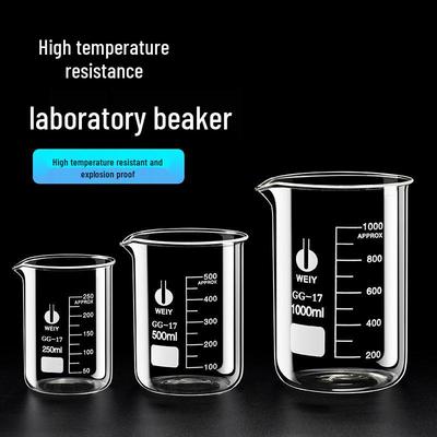 High-Temperature Resistant Glass Beaker Set: 50/100/150/500/1000ml Graduated Measuring Cups.
