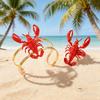 2Pcs Women Bracelet Ring 3D Simulated Crayfish Decor Bracelet Opening Adjustable Finger Band Jewelry Gift