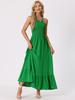 Allegra K Women's Solid Smock Halter Neck Backless Sleeveless Summer Maxi Dress, Green, Size S