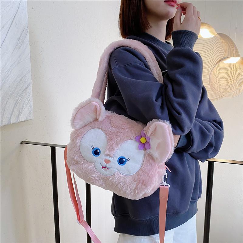 Fluffy Plush Cartoon Doll Handbag Bag Shoulder Slung Gift In Autumn And Winter