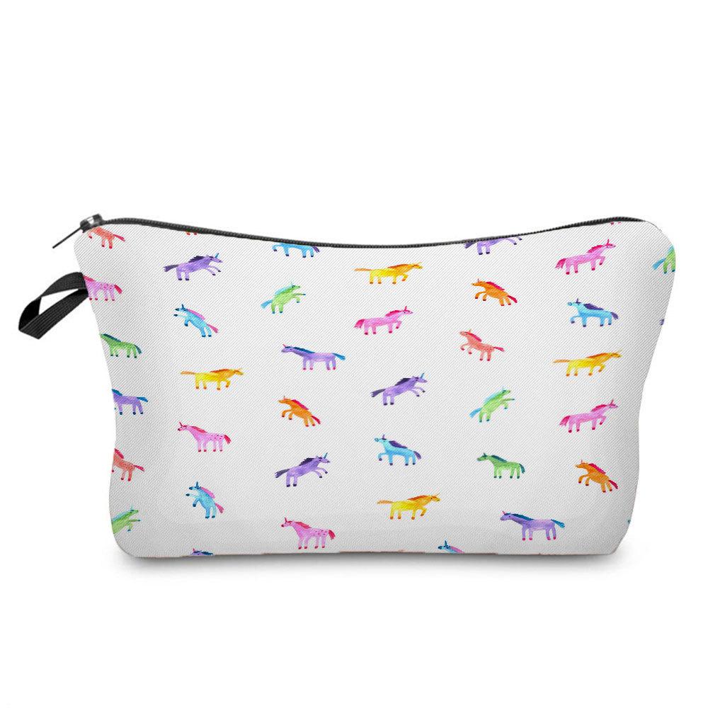 Women Unicorn Print Cosmetic Bag Toiletries Organize Travel Storage Case 6365 KTB