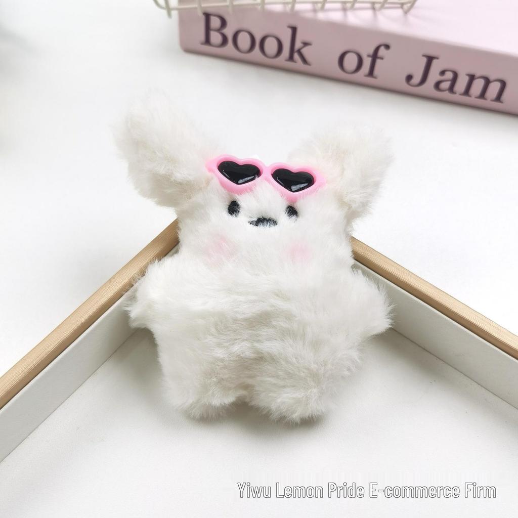 Flying Rabbit Plush Pendant: Cute Bow & Sunglasses Keychain - Perfect Small Gift or Souvenir