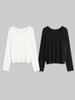 Peachzhou Mousse Elastic Three-Layer Raw-Edge Collar Casual Loose Wide Round Neck Long Sleeve Base Layer